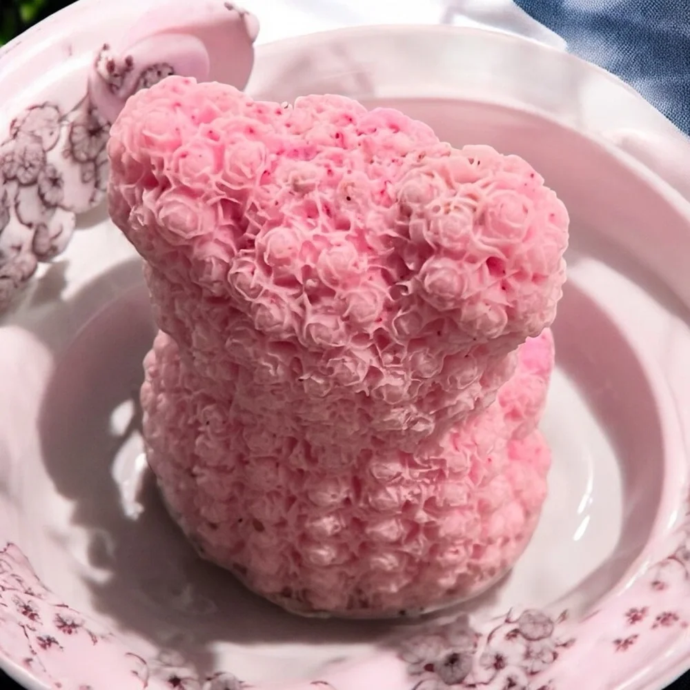 Rose scented handmade 3D rose bear soap 3x2 inch 4oz
